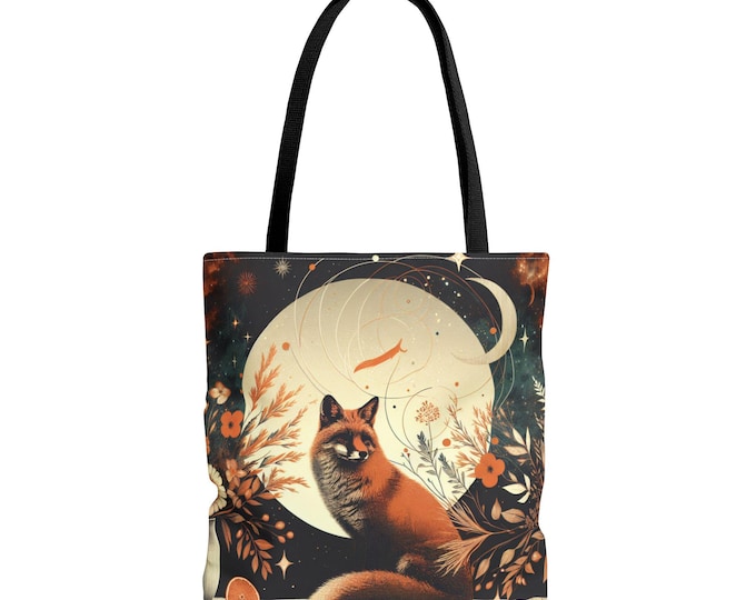 Mystical Fox Tote Bag - Cottagecore, Fantasy Art, Eco-Friendly Shopping Bag, Nature Lover Gift, Animal Print Purse, Sustainable Fashion