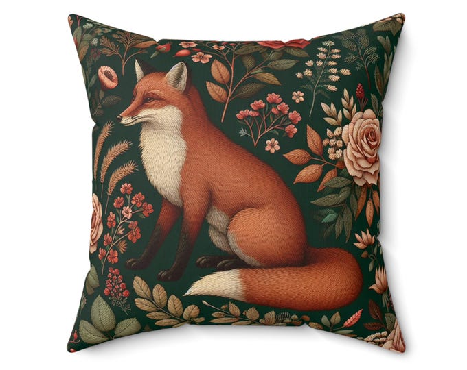 Whimsical Fox Pillow - Cozy Decor for Animal Lovers, Home Accents, Nature-Inspired Gift, Decorative Cushion, Boho Style