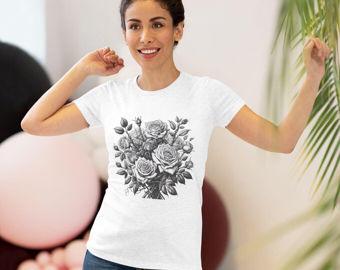 Vintage Rose Bouquet Shirt, Floral Graphic Tee for Women, Soft Tri Blend T Shirt, Gothic Floral T Shirt, Gift for Her, Art Tee