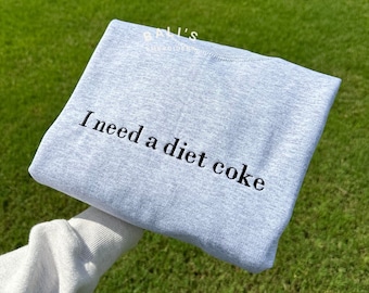 Necesito una sudadera bordada con Coca-Cola Light, sudaderas con cuello redondo, monocromáticas, neutras, modernas, minimalistas y virales.