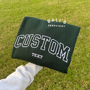 Custom Embroidered Varsity Crewneck - Embroidery Crewneck- Custom Embroidery - Personalized Sweatshirt - Embroidered Sweatshirt, mom gift
