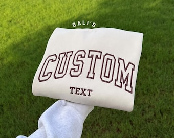 Custom Embroidered College Letter Sweatshirt: Retro Oversized Pullover
