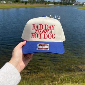 Bad Day To Be a Hot Dog Embroidered Trucker Hat, Baseball hat, Summer hat, Funny trendy trucker snapback hat Fourth of July hat, 4th of July