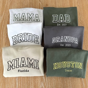 Personalized Embroidered Sweatshirt, Custom text Letters Crewneck, Custom Embroidered Sweatshirt, Custom Text gift, Personalized Varsity