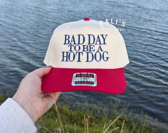 Bad Day To Be a Hotdog geborduurde truckerpet, honkbalhoed, zomerhoed, grappige trendy trucker snapbackhoed Fourth of July-hoed, 4 juli