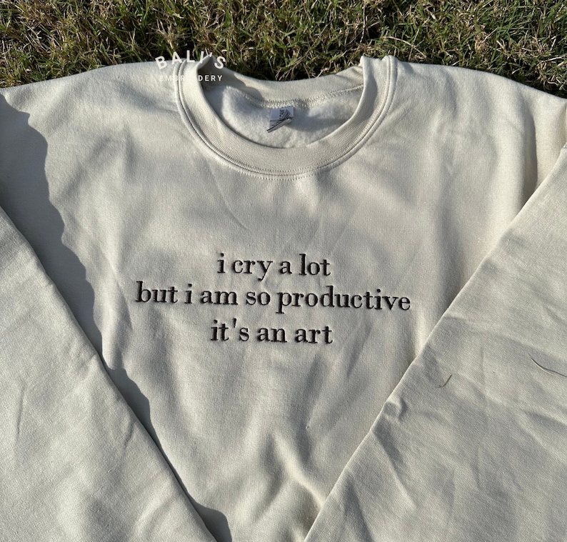 I Can Do It With A Broken Heart Embroidered Sweatshirt, Tortured Poets, TTPD Crewneck, I Cry A lot But I am so Productive, Poets Department image 5