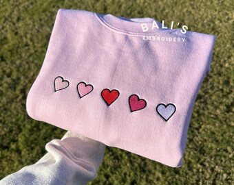 Niedliche Mini Herzen bestickt Rundhalsausschnitt, Valentinstag Rundhalsausschnitt, Mini Herzen, Geschenk für sie, niedlicher Rundhalsausschnitt, rosa Girly Geschenke, Geschenkideen für sie,