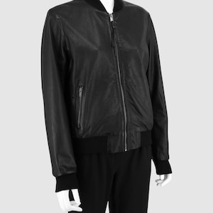 C'N'C Costume National Blouson aviateur en cuir noir Manteau motard zippé grainé IT 40 S/M Neuf avec étiquettes