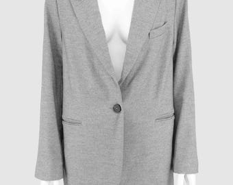 Blazer gris clair en laine vierge et soie Peserico Veste italienne sur mesure élégante IT 46 EU 42 XL