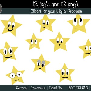 Stern Gesichter Clip Art, JPG & PNG, gelbe Sterne mit lustigen Gesichtern