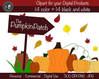 Niedliche Kürbis Clipart - Kürbis ClipArt, Halloween ClipArt, Herbst ClipArt - Instant Download, persönlichen Gebrauch, kommerzielle Nutzung, PNG, JPG