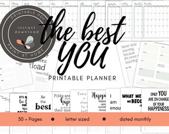 BEST YOU Planer, druckbarer Planer 2024, Tages-, Wochen- & Monatsplaner 2024, Kalender 2024, To Do Liste, monatliche Herausforderungen, Mahlzeitenplaner