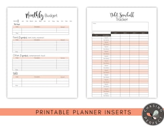 Budget Planer, Budget Tracker, Schneeball Budget Tracker, Debt Tracker, Ausgaben Planer, Budget