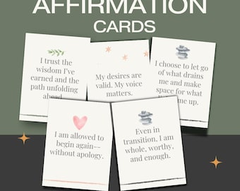 15 Druckbare Affirmationskarten für Midlife-Frauen | Minimalistisches Self-Care Deck | Emotionale Heilung & Ermächtigung Karten | Digitaler Download