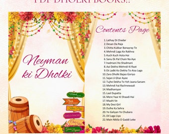 DIGITAL DOWNLOAD - Modern Dholki Book, Mayoun Book,, Desi Song Book, Dholki Songs lyrics book, Mehndi Song Book, Dholki songs