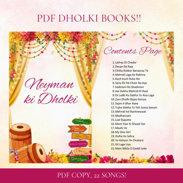 DIGITALE DOWNLOAD - Modern Dholki boek, Mayoun boek, Desi Song Book, Dholki Songs songtekstenboek, Mehndi Song Book, Dholki liedjes