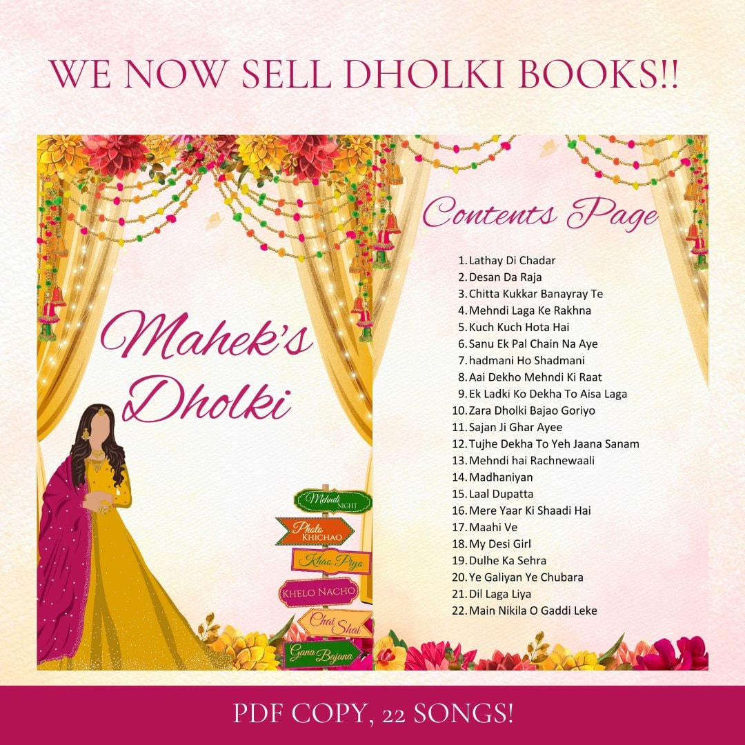 DIGITAL DOWNLOAD Modern Dholki Book, Mayoun Book,, Desi Song Book