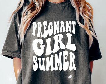 Comfort Pregnant Girl Summer Shirt, Retro Pregnant Girl Tshirt, Baby Announcement Shirt, Pregnancy Reveal Tee, Baby Shower Gift, Mom Shirt