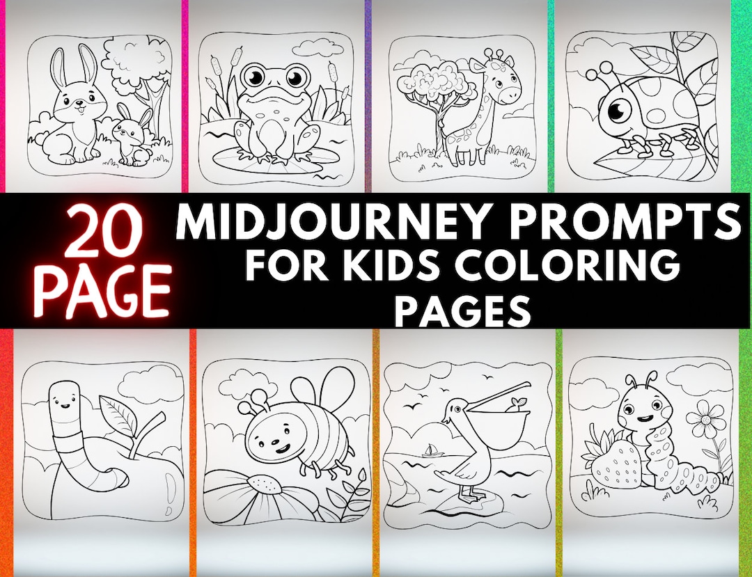 20 Midjourney Prompts AI for Kids Coloring Pages Book AI Art - Etsy