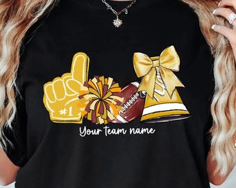 Custom Football Bow School Spirit Shirt,Cheer Mom Shirt,Football Team Shirt,Coquette Bow Football Game Day, Football shirt,Cheerleader Gift,