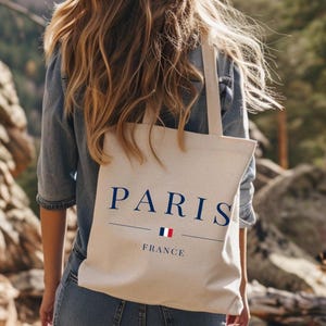 Paris France Flag Tote Bag: Heavy Cotton Canvas Travel Bag