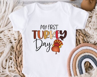 Baby Thanksgiving Romper, My 1st Thanksgiving Outfit, My First Turkey Day Bodysuit, Baby Shower Gift