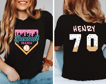 Personalized Ice Cream Drip Tee, Custom Baseball Mama Shirt, Team Mom T Shirt, Mother's Day Gift, With Name & Number Jersey Mom Tball tee