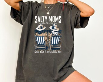 Salty Moms Beach Club Shirt,  Aesthetic Beach Shirt, The Beach Club Shirt, Summer Vibes Tee, Gift For Her Mother’s Day Shirt Gift.
