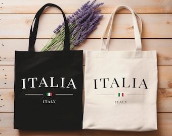Italia Flag Canvas Tote Bag: Italian Vacation Travel