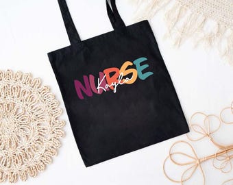 Custom Tote Bag, Personalized Nurse Tote Bag, Nurse Gift Tote Bag, RN CNA LPN Nurse Week Gift, Nurse Appreciation Gifts Tote Bags, Women Bag