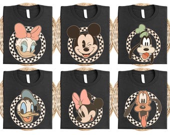 Retro Mickey Minnie  Checkered Shirt, Retro Mickey and Friends Shirt,  Retro Disney Trip Shirt,Checkered Mickey,Disney Family Vacation Shirt