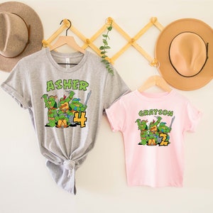Turtles Birthday Boy Sweatshirt,Turtles Matching Shirt,Custom Turtle Birthday Party Shirts,Movie Toddler,Anime Boy Tee,Green Turtles Shirt