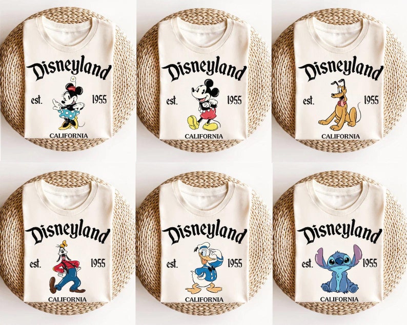 Retro Disneyland Est 1955 Shirt, Disney All Characters Shirt,Mickey And Friends Shirt,Disney Matching Shirt,Disney Group Shirt,Family Xmas