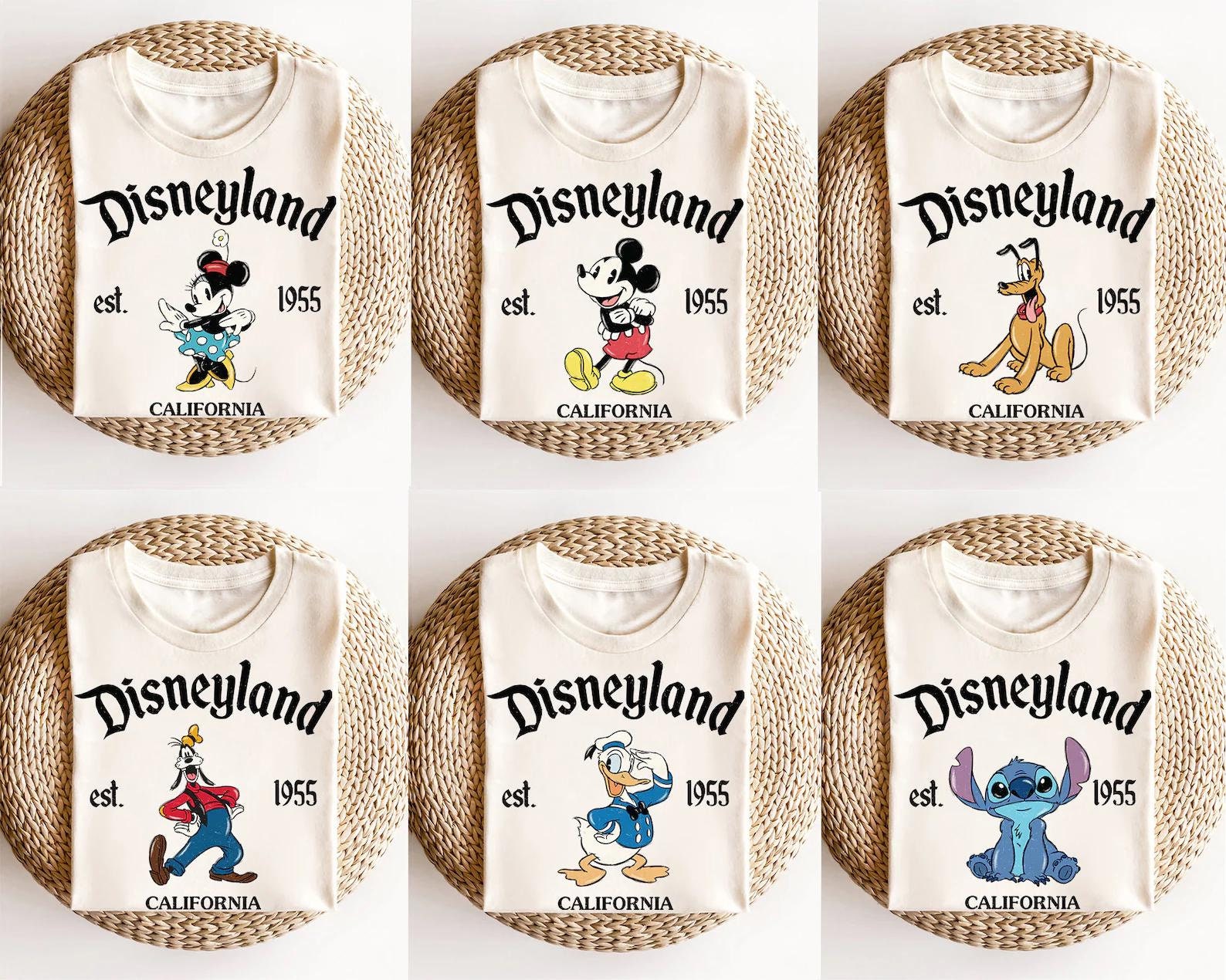 Retro Disneyland Est 1955 Shirt, Disney All Characters Shirt,Mickey And Friends Shirt,Disney Matching Shirt,Disney Group Shirt,Family Xmas