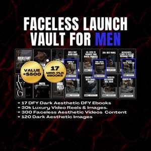 DFY Faceless Launch Vault For Men, Digital Marketing Bundle, Resell Digital Product, Aesthetic Faceless Videos, PLR, MRR, Done For You Guide