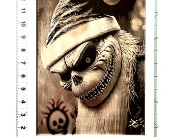 Framed and Engraved Jack Skellington Portrait on Shimmering Silver Scratchboard