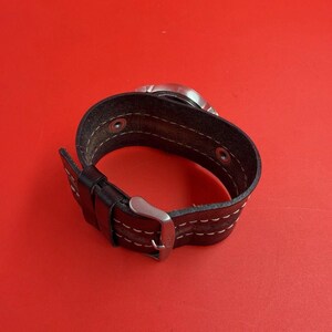 Fossil Chronograph Men's Watch JR9551 Black Leather Cuff 50M WR New Battery image 4