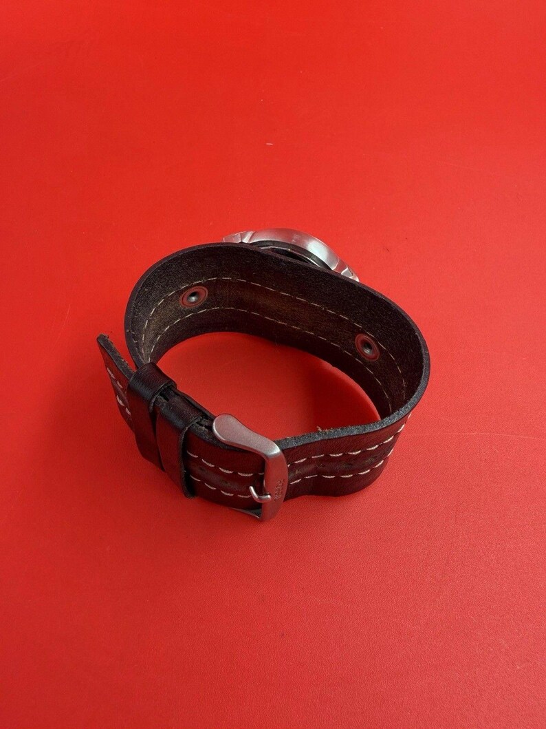 Fossil Chronograph Men's Watch JR9551 Black Leather Cuff 50M WR New Battery image 4