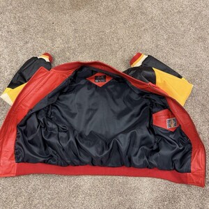 VTG 90s Mirage Kansas City Chiefs NFL Leather Jacket Mens M Heavy Coat Bild 7