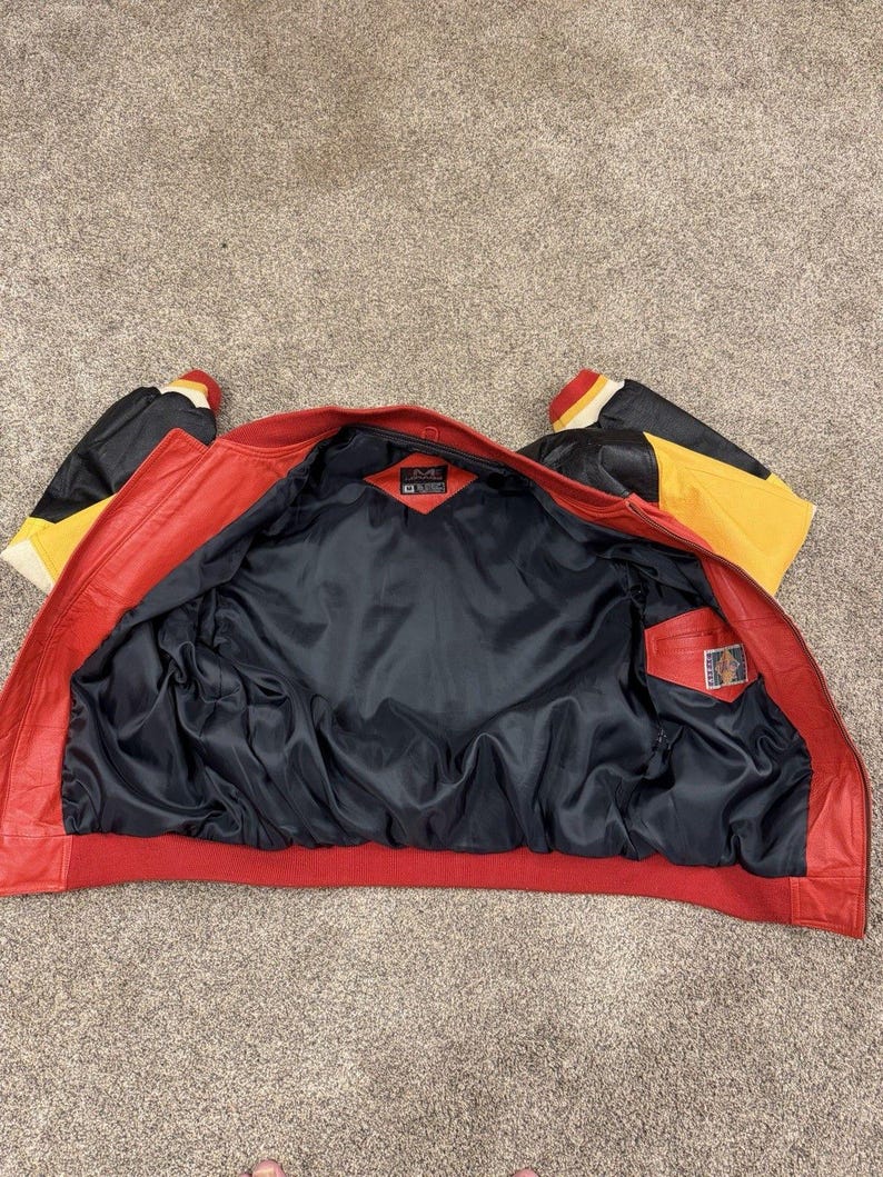VTG 90s Mirage Kansas City Chiefs NFL Leather Jacket Mens M Heavy Coat Bild 7