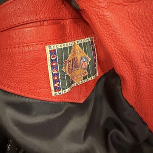 VTG 90s Mirage Kansas City Chiefs NFL Leather Jacket Mens M Heavy Coat Bild 9