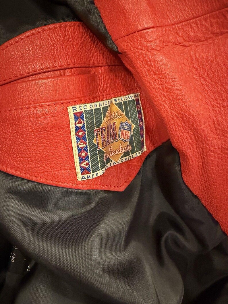VTG 90s Mirage Kansas City Chiefs NFL Leather Jacket Mens M Heavy Coat Bild 9