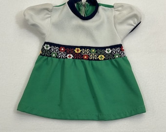 Vintage 60s 70s Toddler Dress Girls  2T Embroidered Flowers Polyester Zip Spring