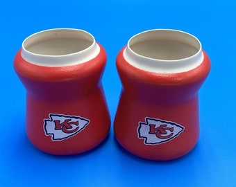 2 canettes de football vintage Kansas City Chiefs Koozie Cozy Drink tuffoams flottantes