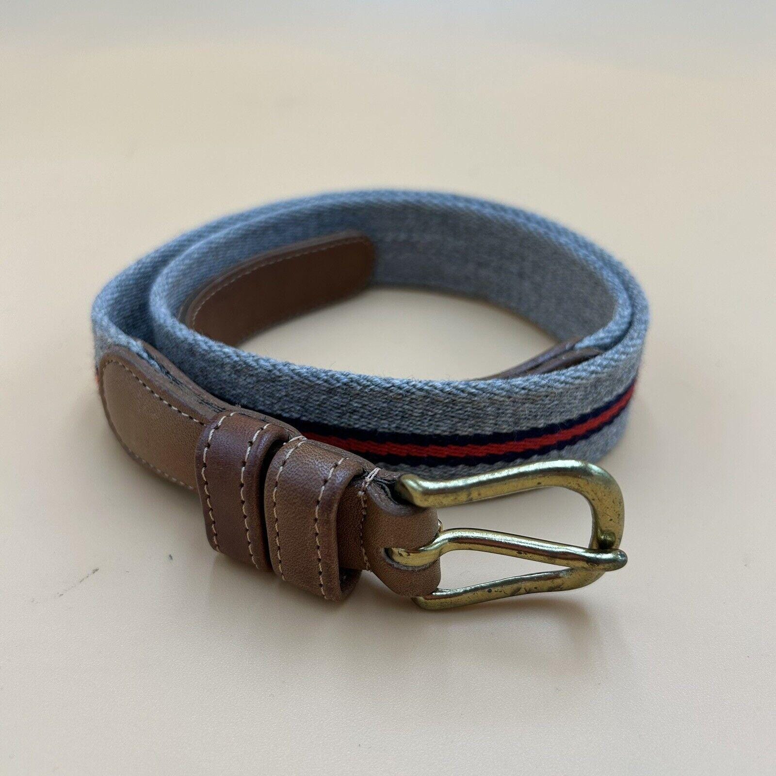 Vintage Coach Womens 30 Tan Wool Leather Belt Brass Blue Red  display picture 1