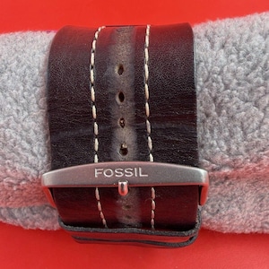 Fossil Chronograph Men's Watch JR9551 Black Leather Cuff 50M WR New Battery image 3