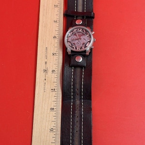Fossil Chronograph Men's Watch JR9551 Black Leather Cuff 50M WR New Battery image 6