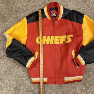VTG 90s Mirage Kansas City Chiefs NFL Leather Jacket Mens M Heavy Coat Bild 3