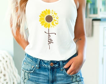 Comfort Color Faith Sunflower Shirt, For The Best, Gift For A Flower, Flower Shirt, Cute Flower Tank Top, Cool Flower Tank Top, Cool Flower