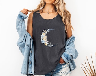 Comfort Colors Tank Top, Mama Tank Top, Moon Shirt, White Moon Mama, Mom Shirt, Gift For Mom, Minimalist Beach Shirt, Beach Tank top